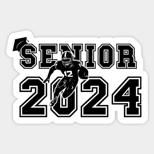 Retro Senior 2024 Running Football player Student Gift Us Flag Sticker